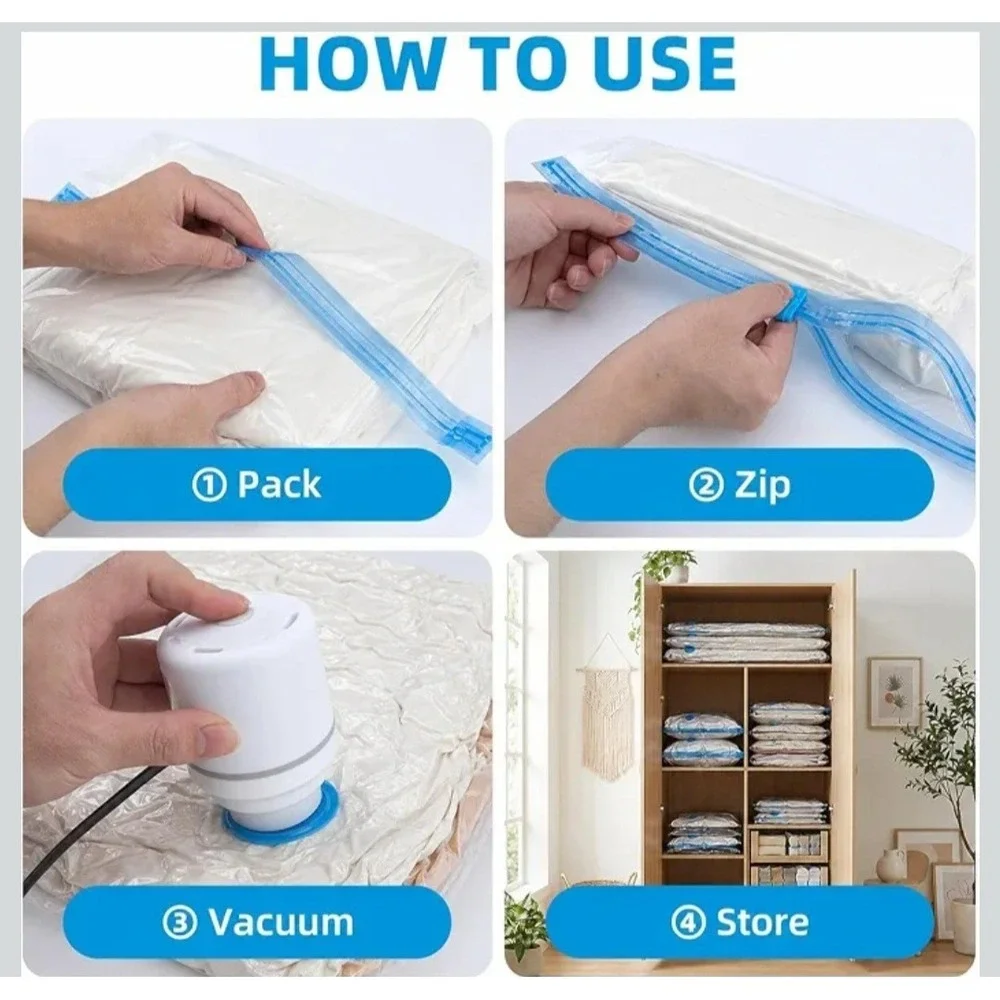 Vacuum Storage Bag with Electric Pump,10 Pack